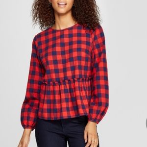 buffalo check peplum top